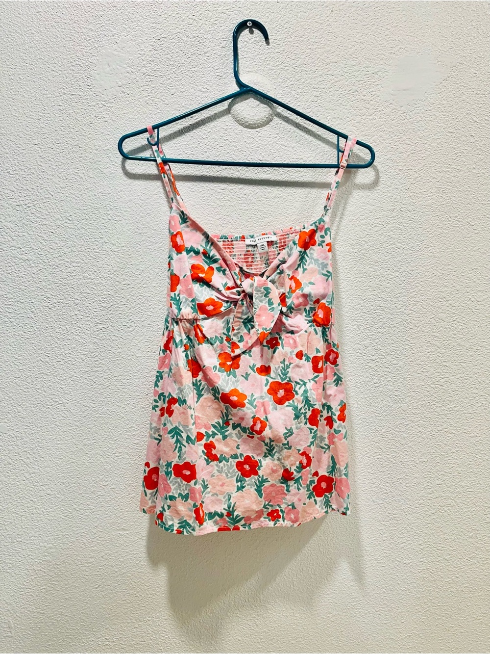 Floral Tie-Front Pink Camisole with Adjustable Straps